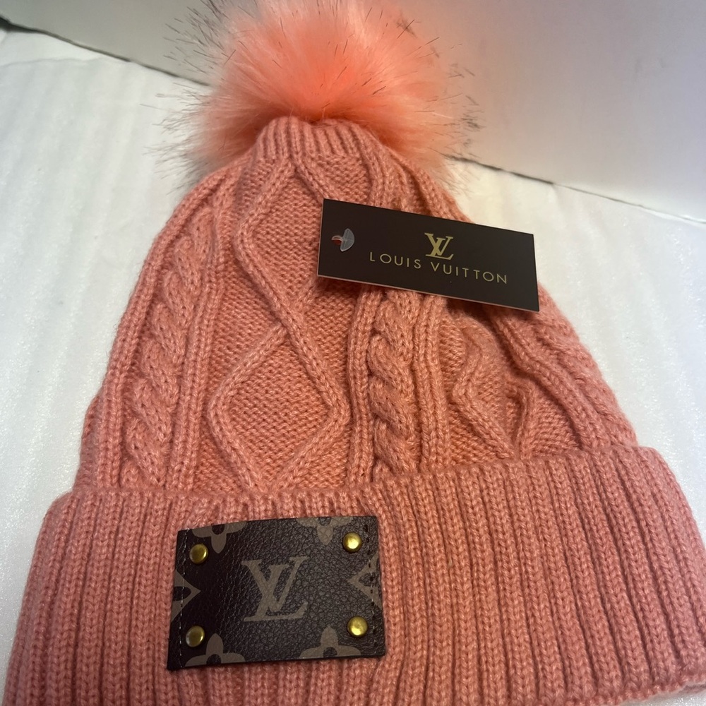 Pink Fashion Hat with pom pom Pink winter Hat